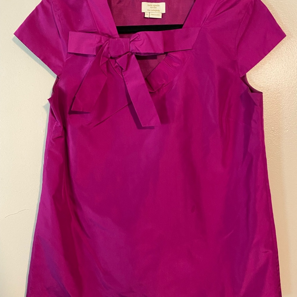 Kate Spade Pink Cap Sleeve bow top 100% silk